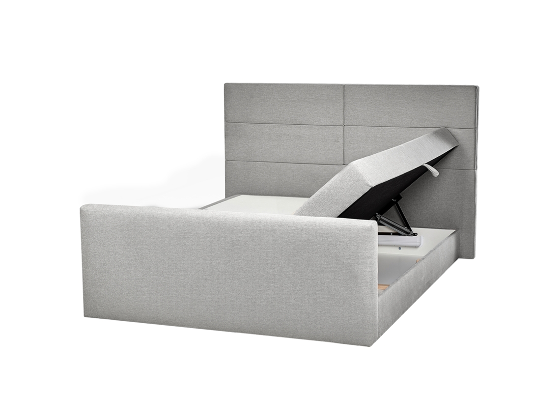 Cama Continental BELIANI Aristocrat en poliéster gris 178x220x115