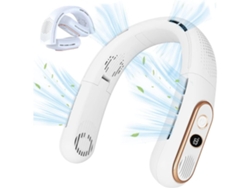 Ventilador de cuello (Estilo B blanco) - Recargable por USB - Silencioso - Pantalla LCD - 3 velocidades de viento - Batería de 4000 mAh