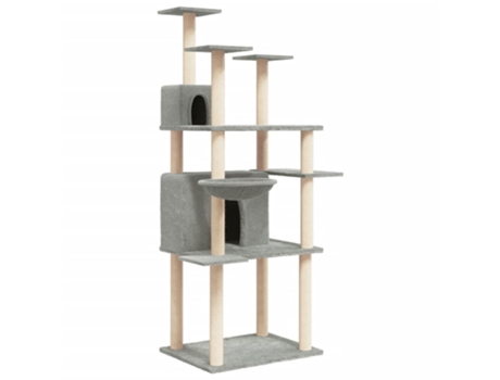 Rascador para gatos con postes de sisal gris claro 166 cm VIDAXL