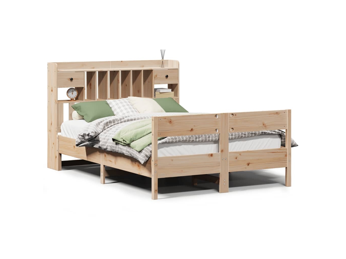 Maison Exclusive - Cama Con Estantería Sin Colchón Madera Maciza De Pino 135x190cm