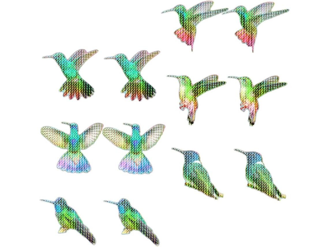 Juego De 6 Pegatinas Magnéticas Anticolisión Para Mosquiteras Con Diseños Iridiscentes De Pájaros En Pvc.