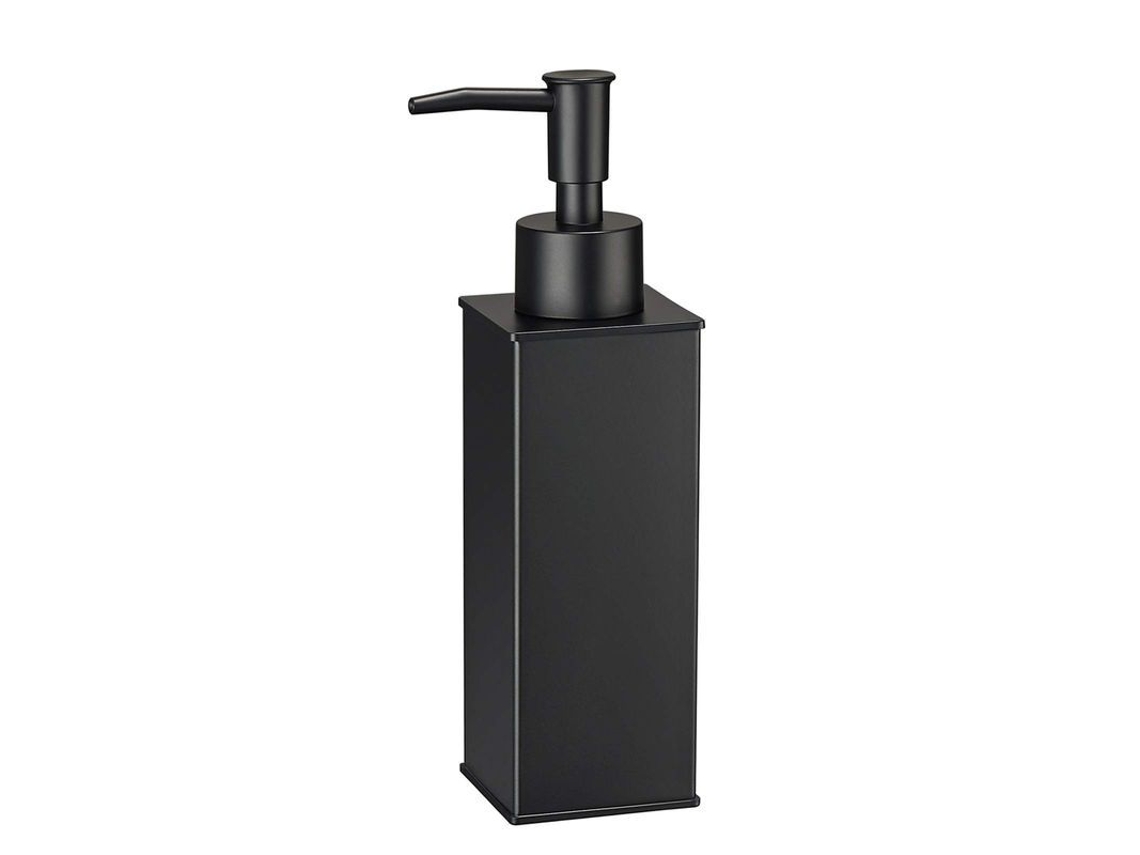 Dispensador de jabón cuadrado Linjou 2026 de acero inoxidable 304, vertical, negro, para baño y cocina, 5x5x18,9 cm