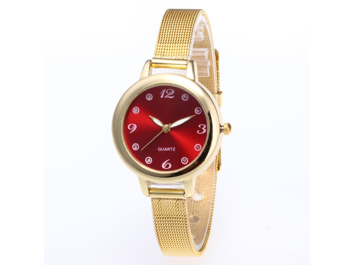 Reloj De Pulsera Unisex Zhoulianfa Con Correa De Malla Dial Redondo Cuarzo Rojo