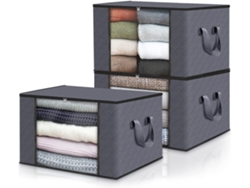 Cajas para guardar ropa, bolsas para guardar ropa, organizador de armario con asas reforzadas (gris oscuro, paquete de 3)