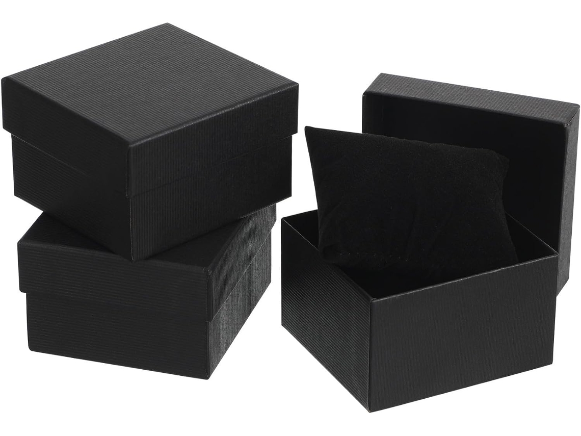 Regalo 3 Piezas Papel Relojes Cojín Pulseras Accesorios Joyería Mujeres Hombres Caja Tela Set