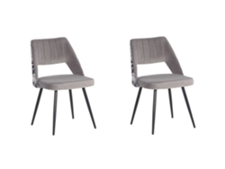 Conjunto de duas cadeiras com estampado no encosto BELIANI Ansley de Veludo Cinzento 50x43x79