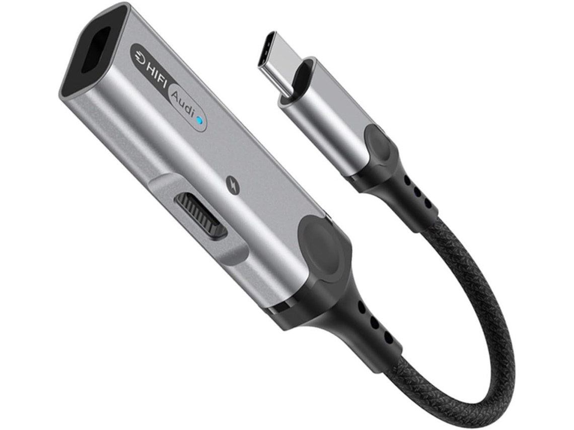 Adaptador Usb C A 3,5 Mm, Carga Pd De 60 W, Indicador Led, Aleación.
