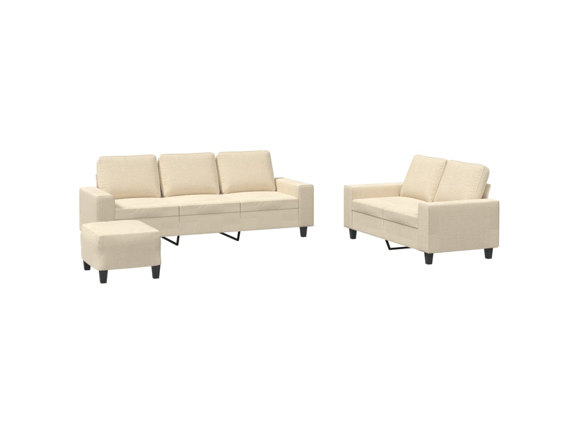 Maison Exclusive - Juego De Sofás 3 Piezas Tela Color Crema