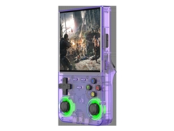 Consola de juegos ultraportátil Fwinl R36 con pantalla de 4.0 pulgadas y consola arcade retro, color morado transparente, 64 GB