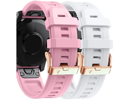 Correa Silicona Cierre Metálico para Garmin Fenix 5S Plus Rosa y Blanco Pack 2X VEANXIN