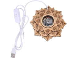 Base De Madera Con Iluminación Led Y Forma De Loto, Lámpara De Noche Con Alimentación Usb Para Figuras De Bolas De Cristal.