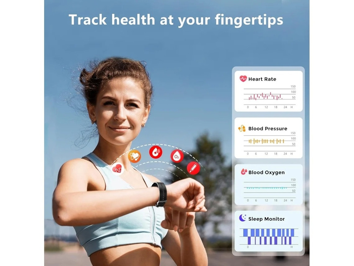 Reloj inteligente con monitor de frecuencia cardíaca, oxígeno en sangre, presión arterial, sueño, temperatura corporal, para mujeres, Yizhood