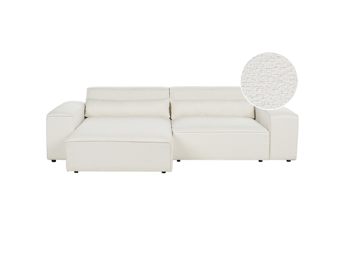 Sofá esquinero BELIANI Hellnar de Bouclé Blanco 262x176x70