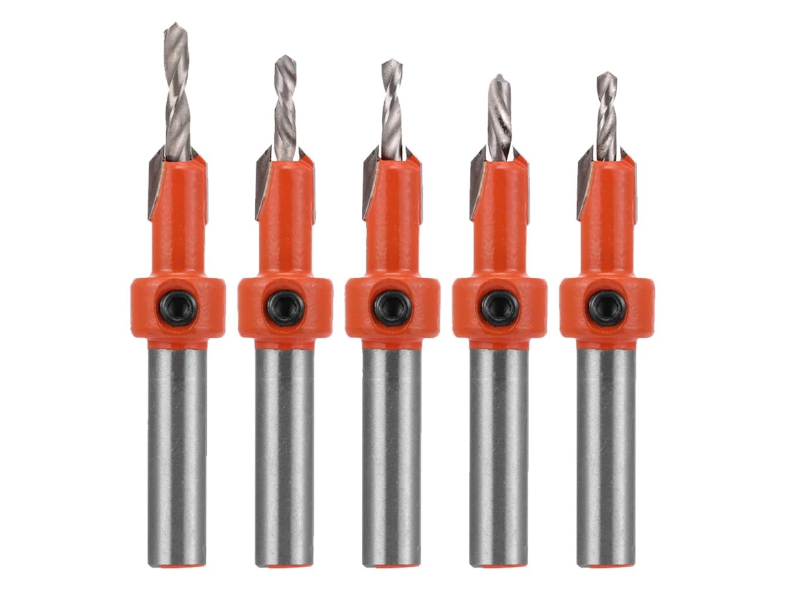 Conjunto De 5 Brocas Chanfradoras Para Madeira, Brocas Escareadoras E Chanfradoras