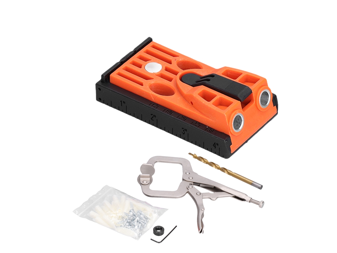 Plantilla Ajustable Para Agujeros Ocultos Con Localizador Oblicuo De 15° Para Carpintería, Incluye Tornillo Y Broca.