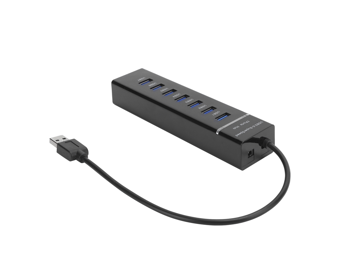 Hub Divisor Usb 3.0 De 7 Puertos Con Indicador Led Azul, Alta Velocidad De 5 Gbps Bylp107 Dc 5v
