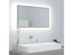 Espejo de Pared para Baño Led 80 x 8,5 x 37 cm Madera Contrachapada Cemento Gris