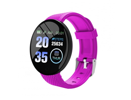 Pulsera Deportiva D18 Monitor de sueño de presión arterial de pantalla redonda de 1,44 pulgadas Púrpura