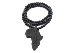 2026-collares De Mapa De África Con Colgante De Madera Collar De Cuentaship Hop Joyería Para Hombres Negro
