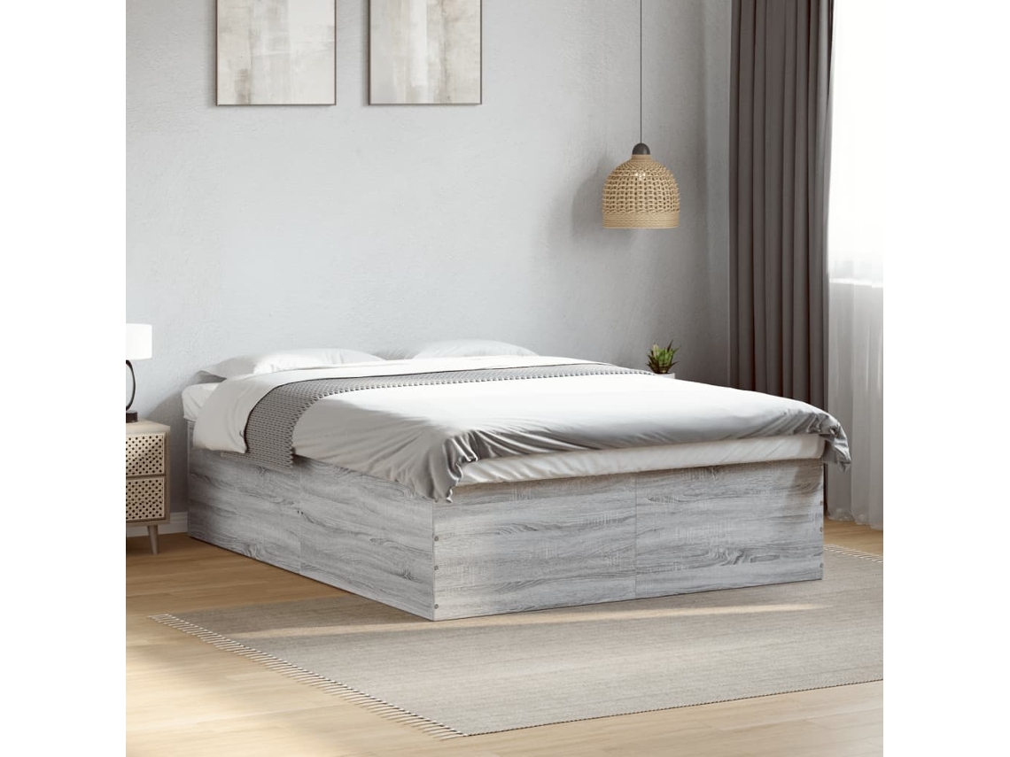Estructura De Cama Madera De Ingeniería Gris Sonoma 150x200 Cm