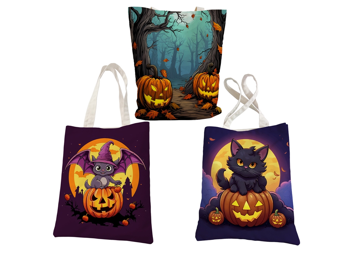 Bolsa de mano reutilizable de Halloween, bolsa de lona grande para niños NEVEANCE