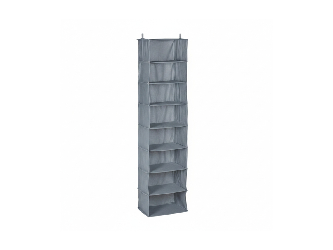 Relaxdays Organizador Colgante Armario, 8 Compartimentos, Tela, 140 X 36 X 20 Cm, Camping, Almacenaje Suspendido, Gris