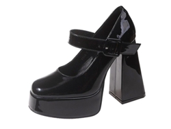 Zapatos Mary Jane De Tacón Grueso Plataforma Punta Cuadrada De Piel Patente Con Correa De Tobillo Us 4.5 Negro Ee.uu. 4.5 Negro