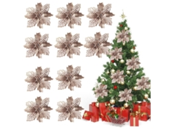 10 Flores Artificiales De Nochebuena, Luminosas, Reutilizables, De Pe, 11 Cm.