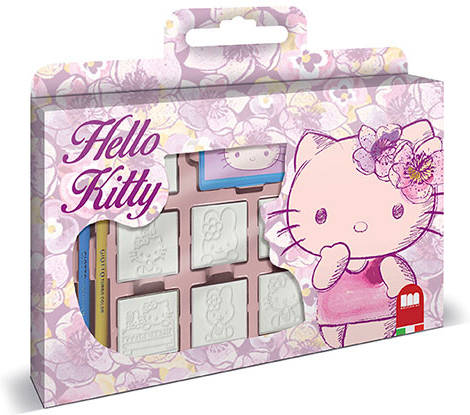 Multiprint Valija 7 sellos para niños hello kitty olympics 100 made in italy set persolanizados en madera y caucho natural tinta lavable no idea art.07803