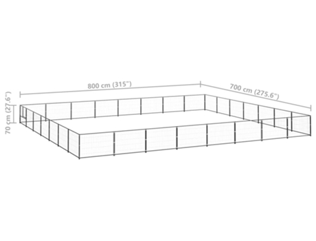 vidaXL Perrera acero 56 m² negra