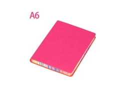 Cuaderno con borde arcoíris, 200 páginas rayadas, ideal para apuntes de estudiantes. Mdug (Rosa Rojo A6)
