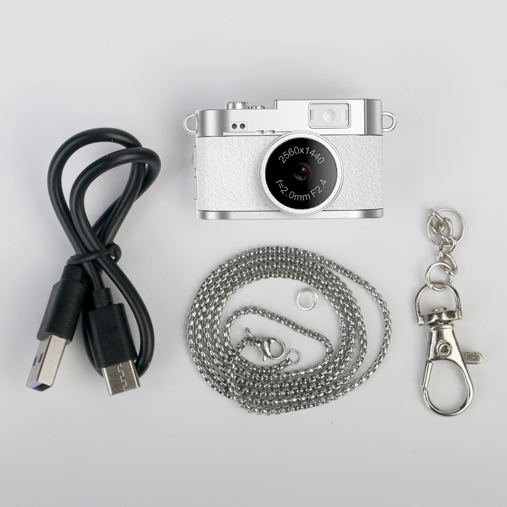 Minicámara, grabación de vídeo, flash LED, pantalla IPS de 1,47 pulgadas, varios filtros MDUG (blanco, 16 GB)
