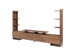 Mueble de TV Rauki con estantes laterales, 233 x 31 x 141 cm, nogal, Effecten.casa
