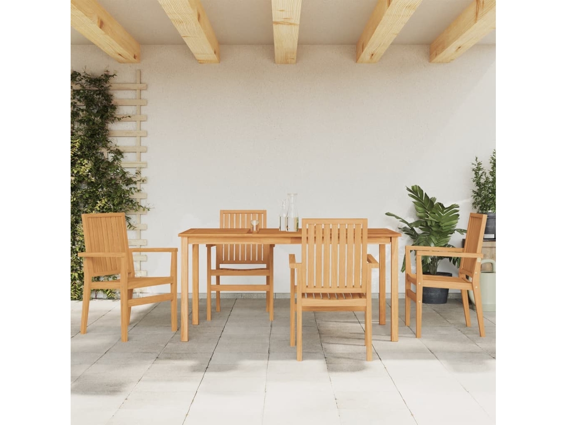 Juego de comedor de jardín de 5 piezas en madera maciza de teca DKD Home Decor