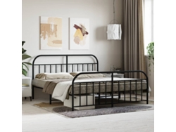 Estructura Cama Sin Colchón Con Estribo Metal Negro 160x200 Cm