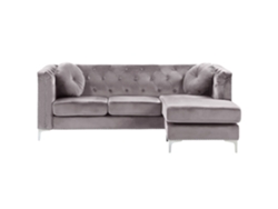 Sofá esquinero BELIANI Flen de Terciopelo Gris 212x145x77