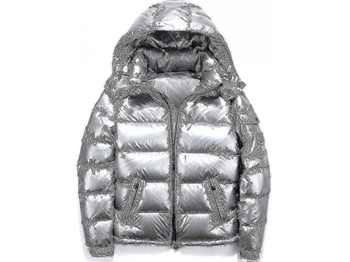 2026-chaqueta De Plumas Hombre Invierno Cuello Alto Capucha Desmontable Relleno 86-90% Pluma De Pato Blanco Poliéster/nylon Negro Plateado