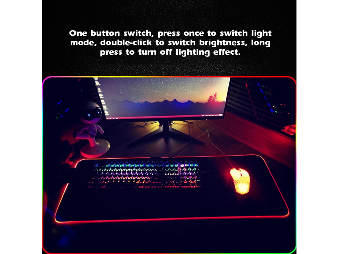 Alfombrilla De Ratón Grande Con Led Rgb Para Juegos, Teclado, Escritorio, Goma Antideslizante.