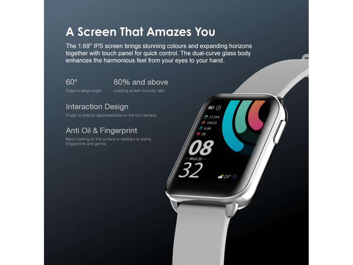 Reloj Inteligente (resistente Al Agua Ip68, Pantalla Ips De 1.69 Pulgadas) Plata Osw-16