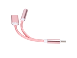 Adaptador 2 En 1 De Usb-c A 3,5 Mm Para Carga Y Auriculares Para Xiaomi/huawei - Oro Rosa