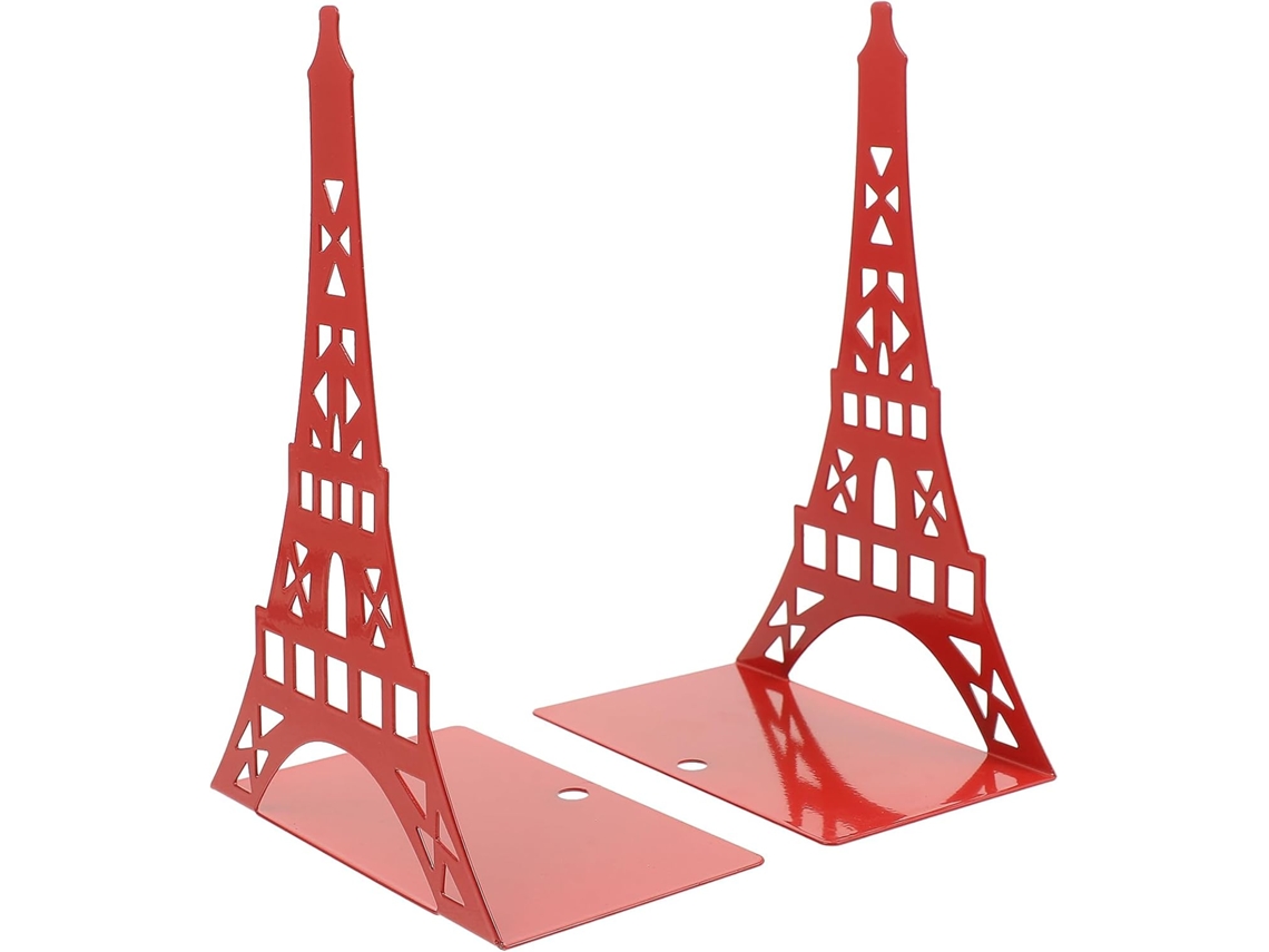 Besportble Stobaza De Metal Rojo Y Libros Decorativo Con Forma De Torre Eiffel Con Almohadillas Antidesliza...