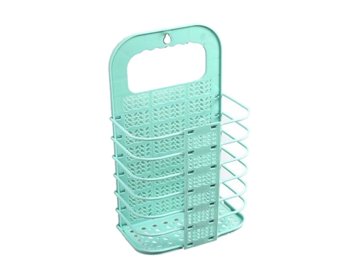 Cesto De Ropa Plegable De Pared, No Requiere Taladrar, Pequeño, Verde Claro, Almacenamiento Para El Baño.