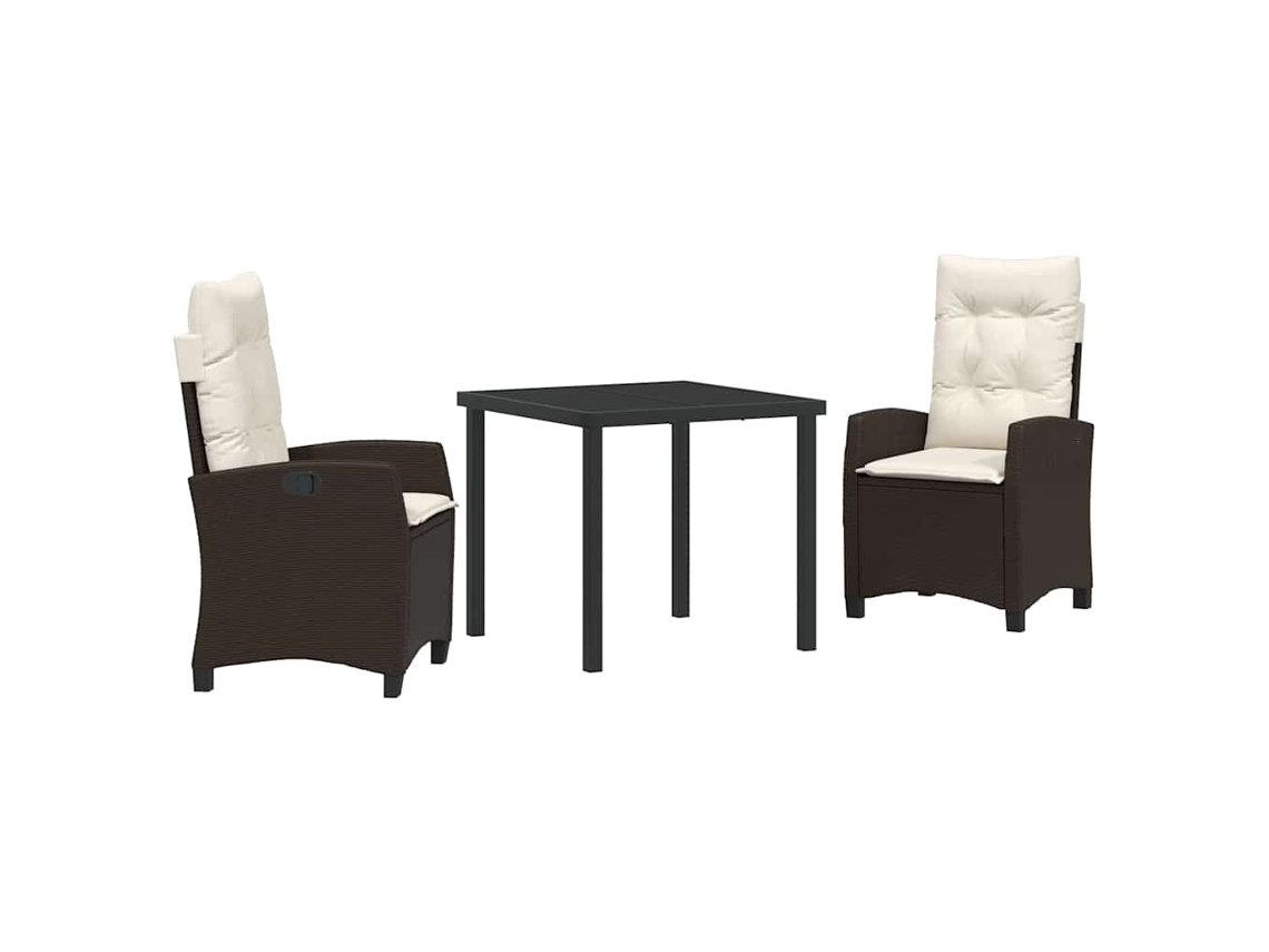 Maison Exclusive - Conjunto De Comedor De Jardín 3 Pcs Marrón Ratán Sintético