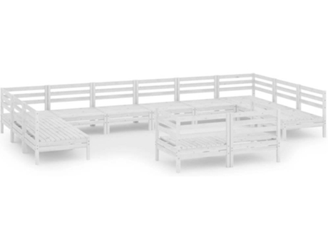 Conjunto 12 de muebles de jardín VIDAXL madera maciza pino blanco