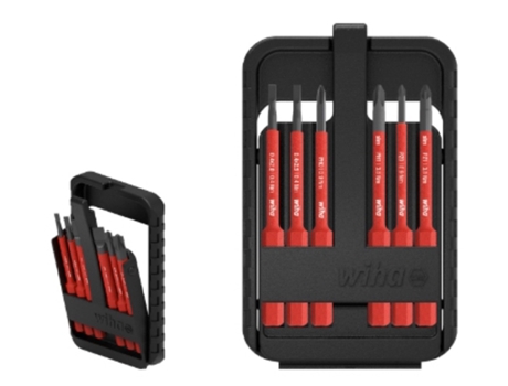 WIHA Juego de bits slimBit electric ranurados, Phillips, Pozidriv, de 7 unid., incl. caja de slimBits (43160)