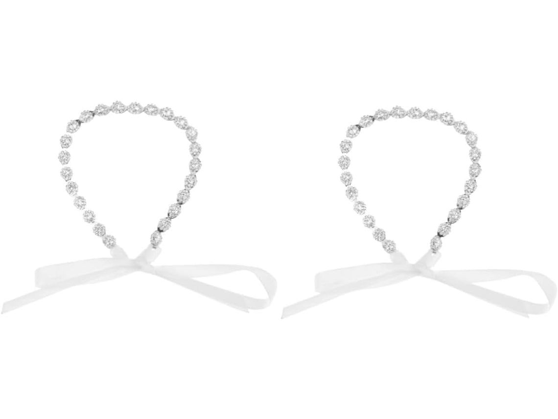Diadema De Novia Elegante De 2 Piezas Con Corona Y Cristales, Con Lazo.