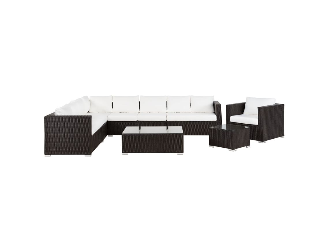 Conjunto de jardín modular de ratán marrón derecho BELIANI Xxl