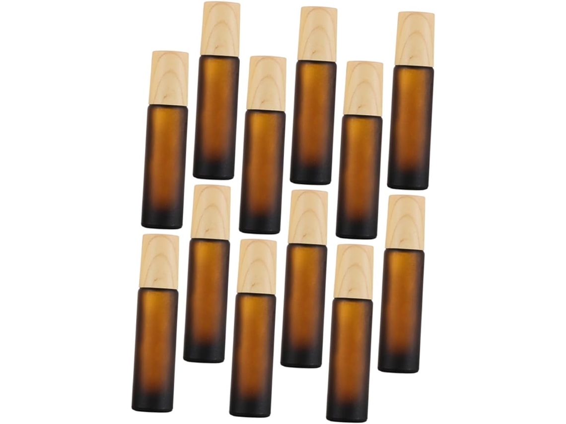Paquete De 12 Botellas Vacías De Vidrio Esmerilado Con Sistema De Cierre Enrollable Para Aceites Esenciales, Con Tapas A Prueba De Fugas.