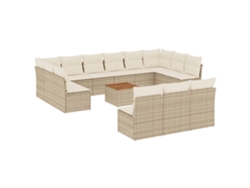 Maison Exclusive - Set Sofás De Jardín 14 Pzas Con Cojines Ratán Sintético Beige
