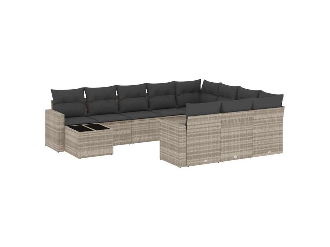 Maison Exclusive - Set De Sofás De Jardín 11 Pzas Y Cojines Ratán Sintético Gris